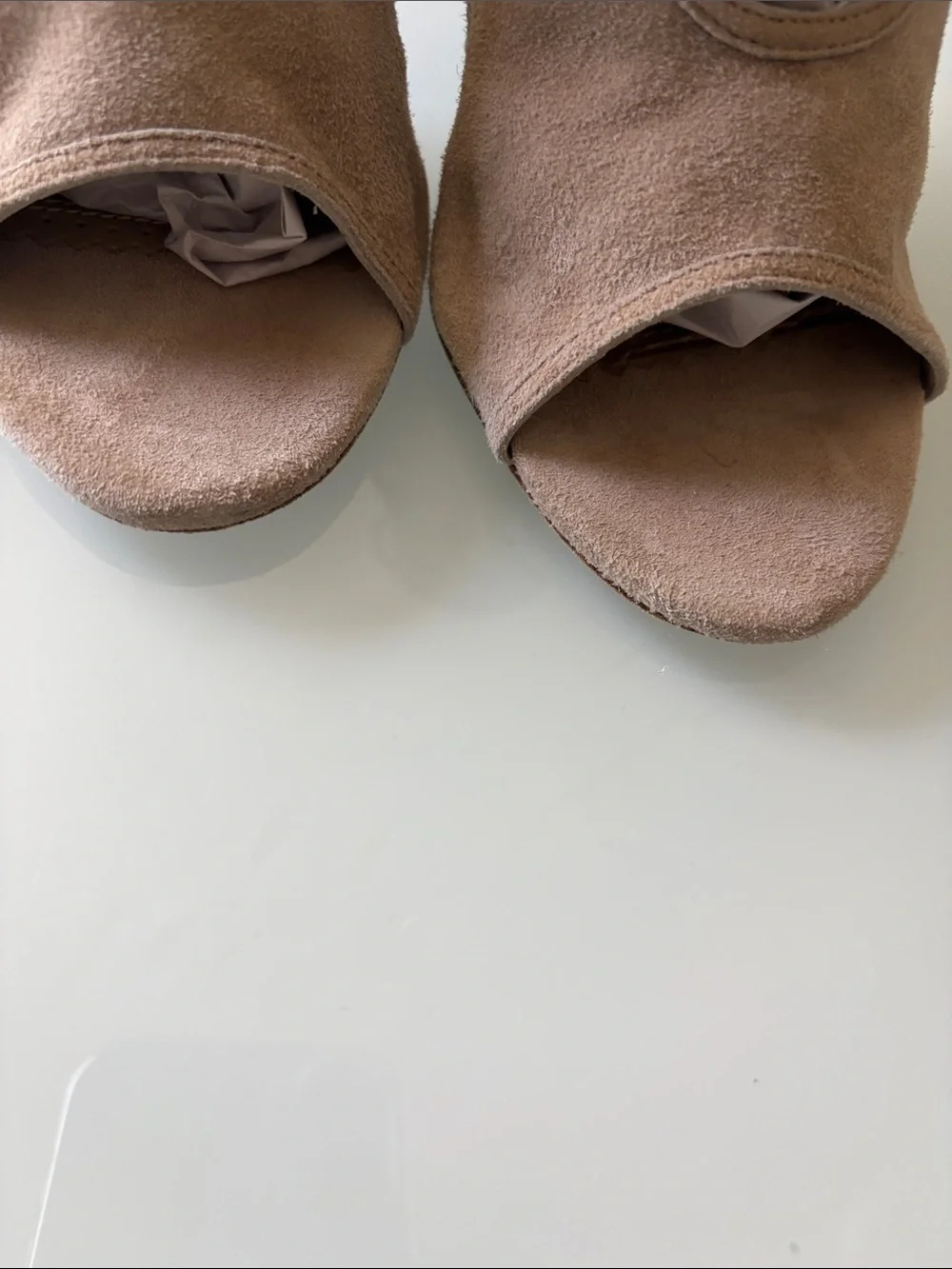 Aquazzura  Nude Sexy Thing Suede Peep Toe Bootie in soft nude suede. Sz 6